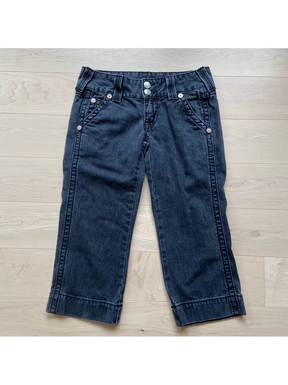 Rare True Religion Sammy crop Big T faded black capris pedal pusher pant size 28 - Picture 12 of 12